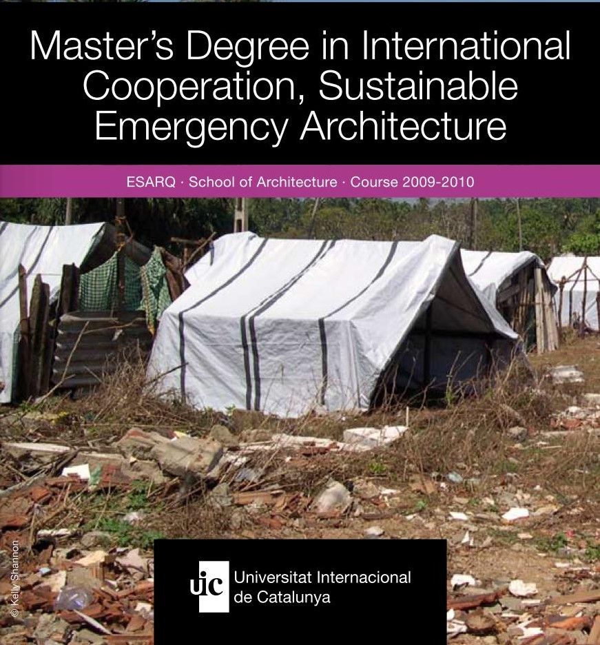 Master’s Degree in International Cooperation, Sustainable Emergency Architecture