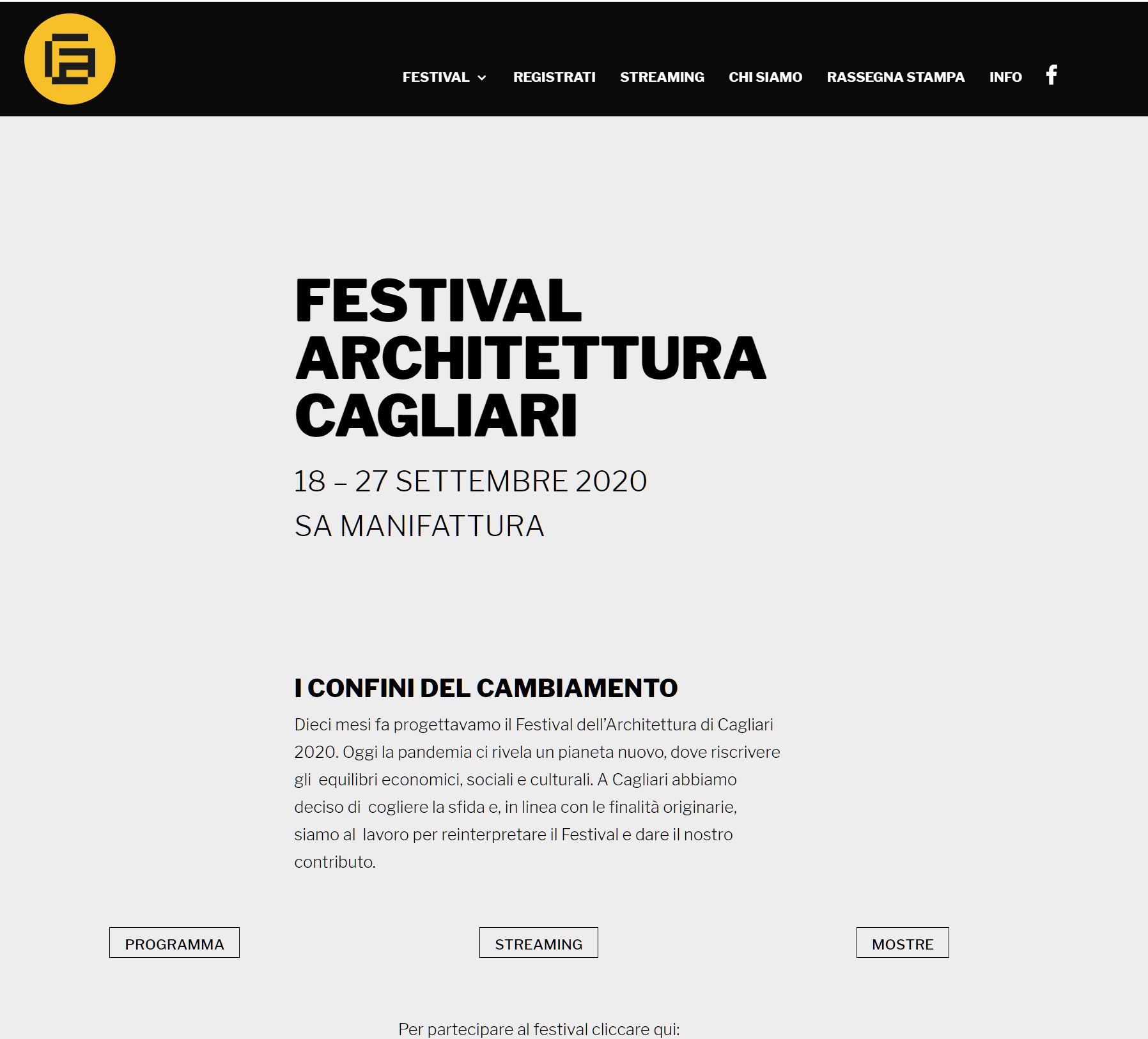 FESTIVAL ARCHITETTURA CAGLIARI 2020